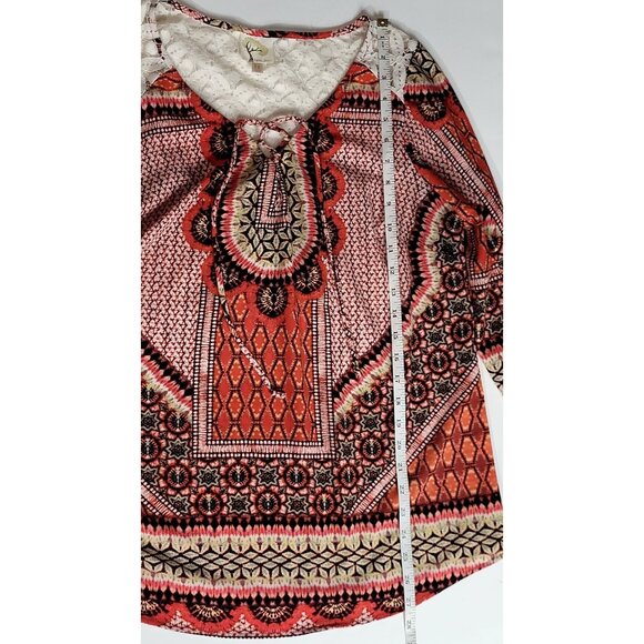 Anthropologie Fig and Flower Womens Boho Flowy Orange Crochet Lace Tunic Top 1X - Picture 4 of 8